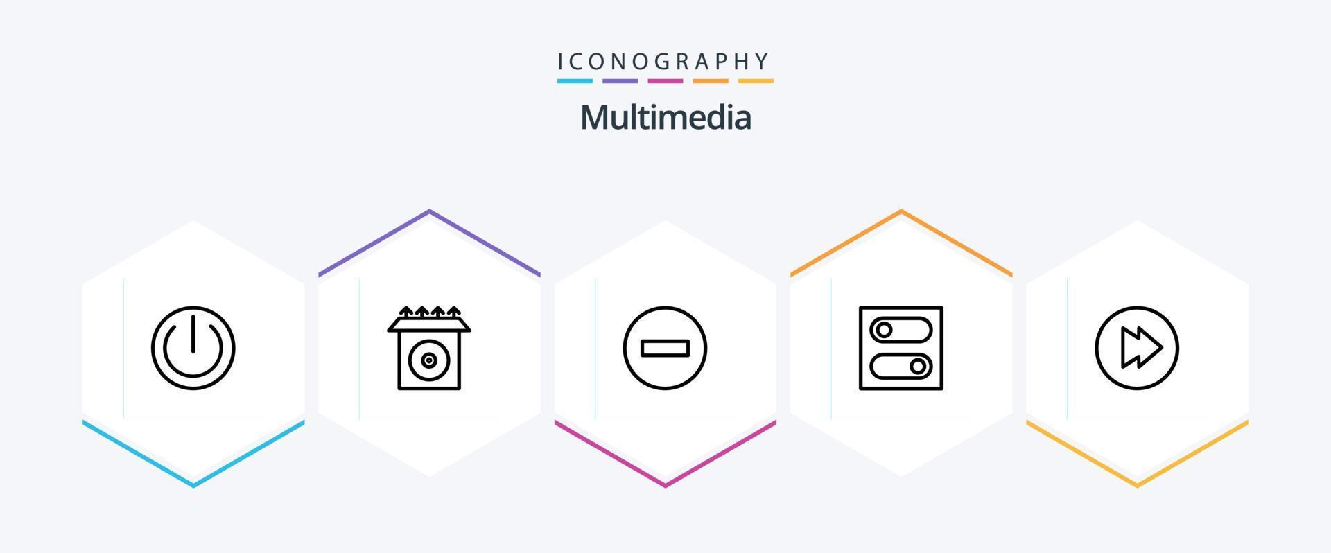 Multimedia 25 Line icon pack including . . remove. multimedia. toggle vector