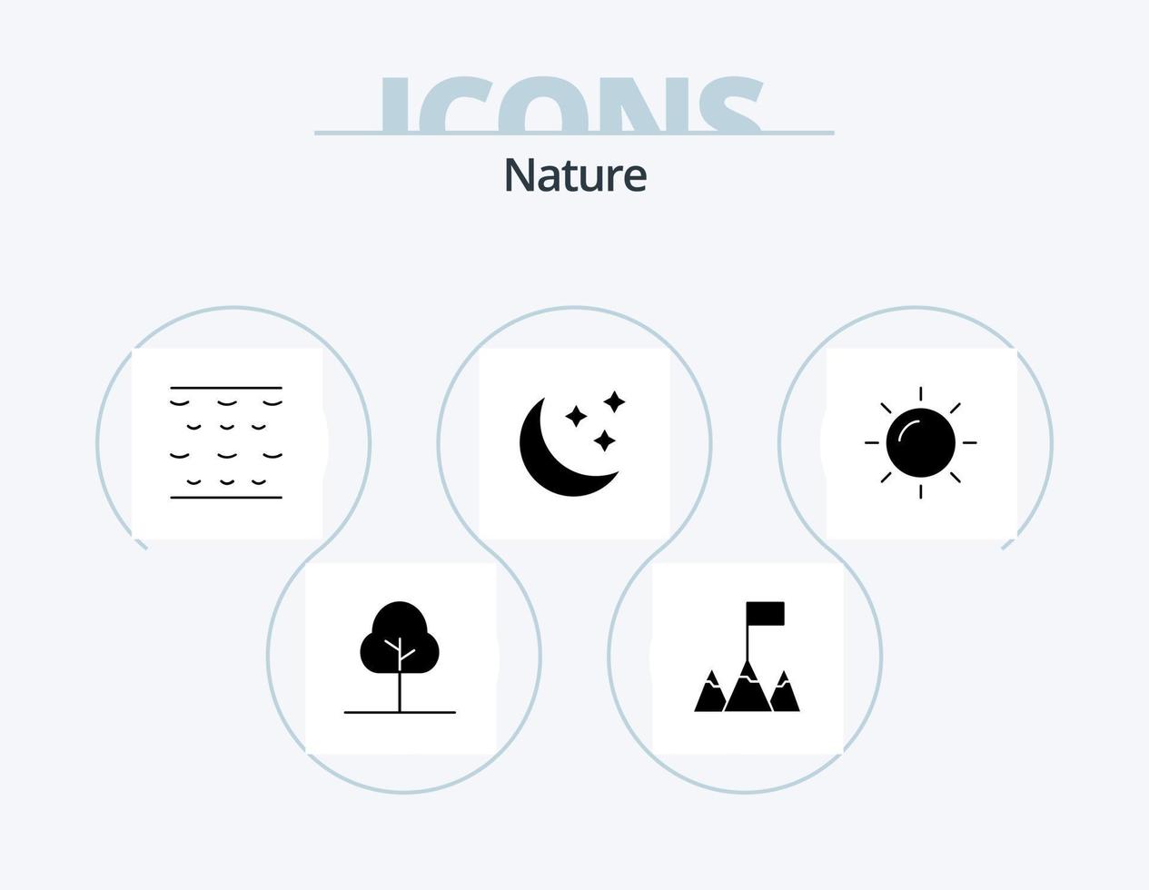 paquete de iconos de glifos naturales 5 diseño de iconos. . . luna. sol. naturaleza vector
