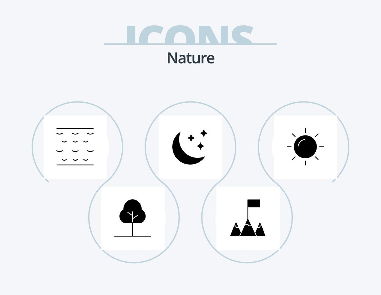 paquete de iconos de glifos naturales 5 diseño de iconos. . . luna. sol. naturaleza vector