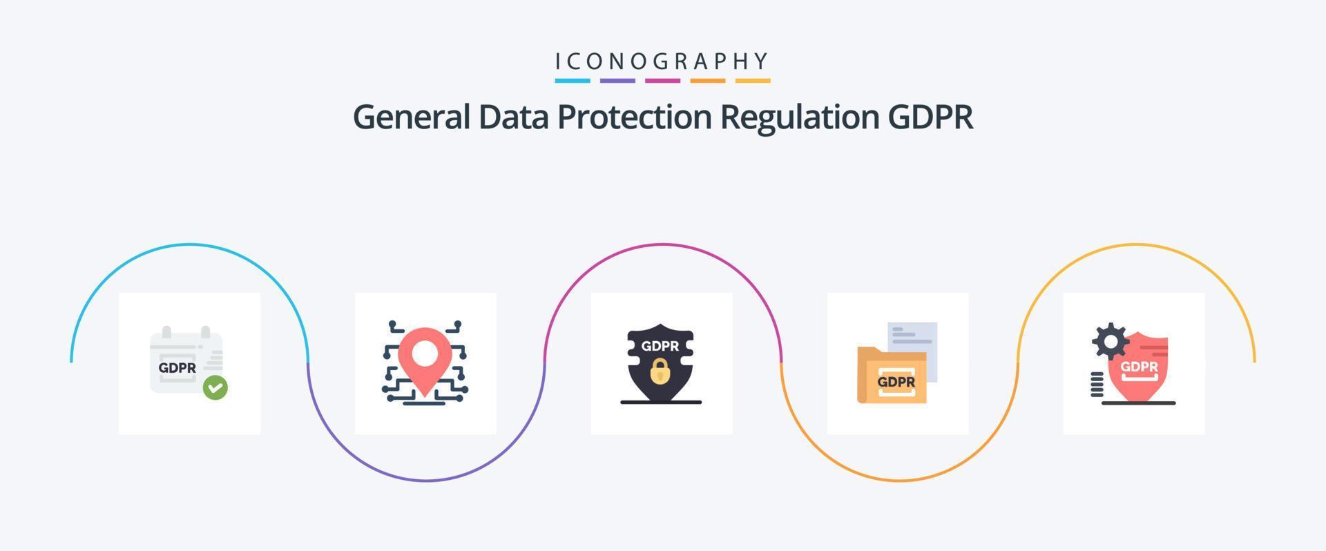 Gdpr Flat 5 Icon Pack Including locked. gdpr. gdpr. folder. document vector