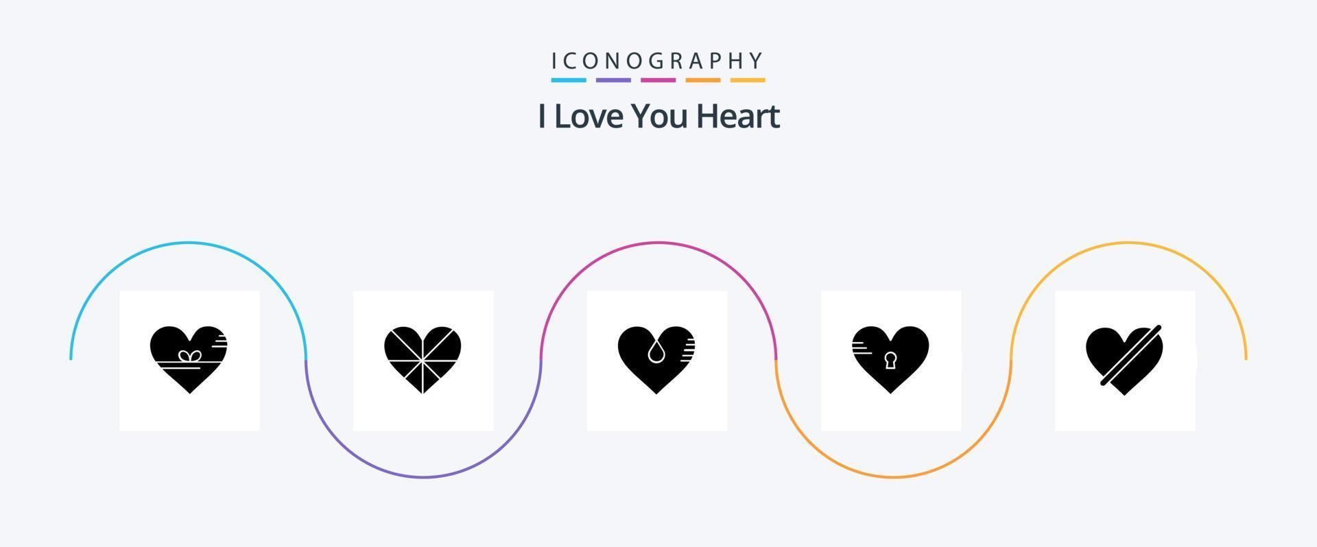 Heart Glyph 5 Icon Pack Including access. favorite. like. heart vector