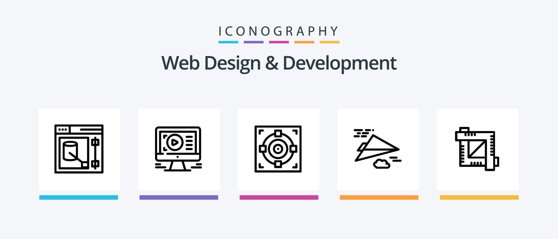 paquete de iconos de línea 5 de diseño y desarrollo web que incluye editor gráfico. herramienta de recorte actualizar. cultivo. digital. diseño de iconos creativos vector