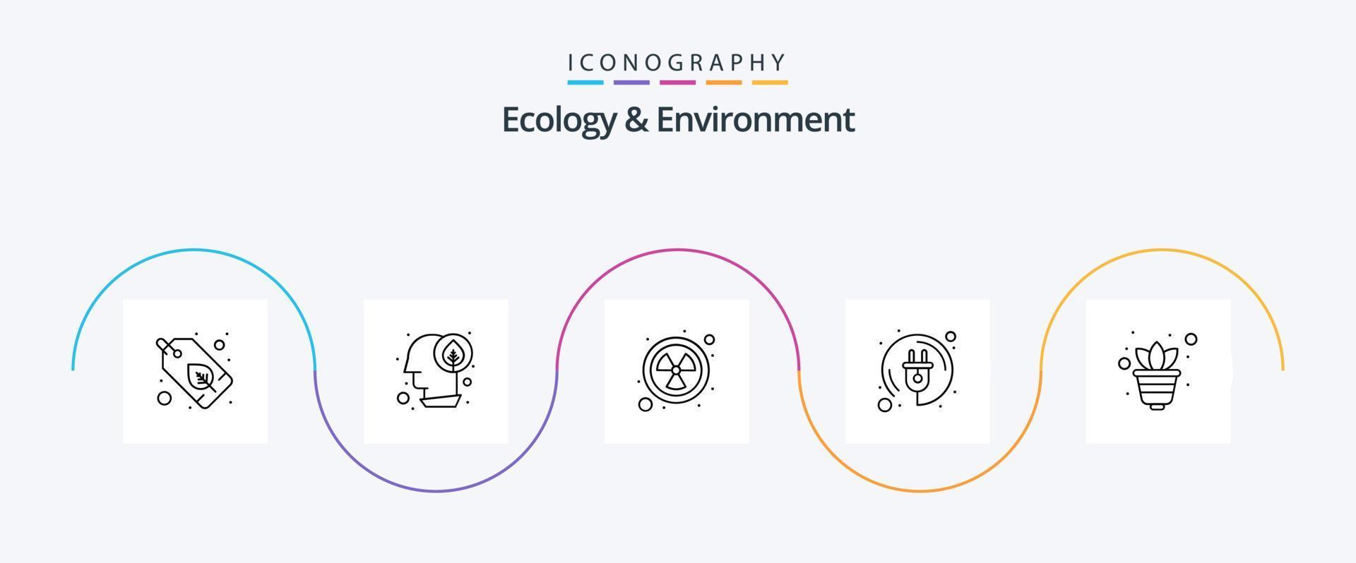 Ecology And Environment Line 5 Icon Pack Including growing. plug. nuclear. green. electricity vector