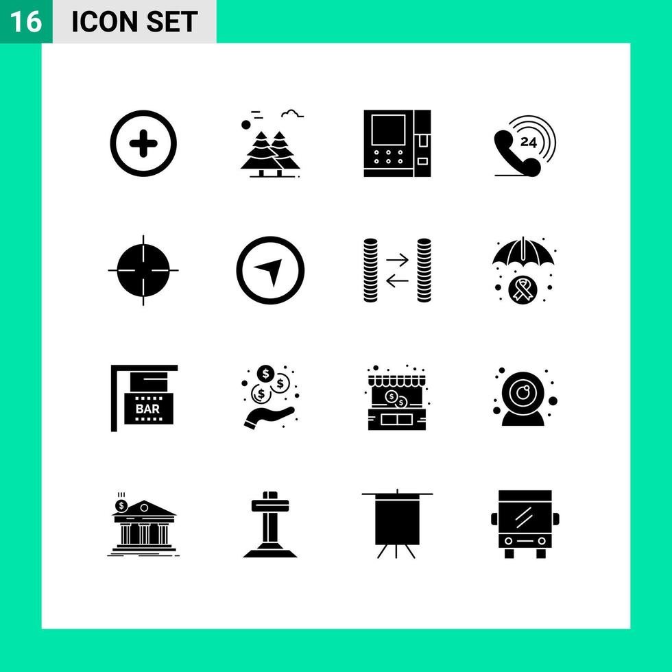 16 glifos sólidos vectoriales temáticos y símbolos editables de símbolos firman elementos de diseño vectorial editables de teléfono de aceite atm vector