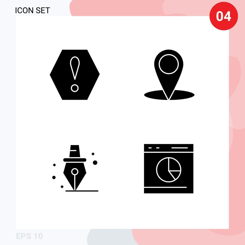 Set of Vector Solid Glyphs on Grid for error commerce location education e Editable Vector Design Elements