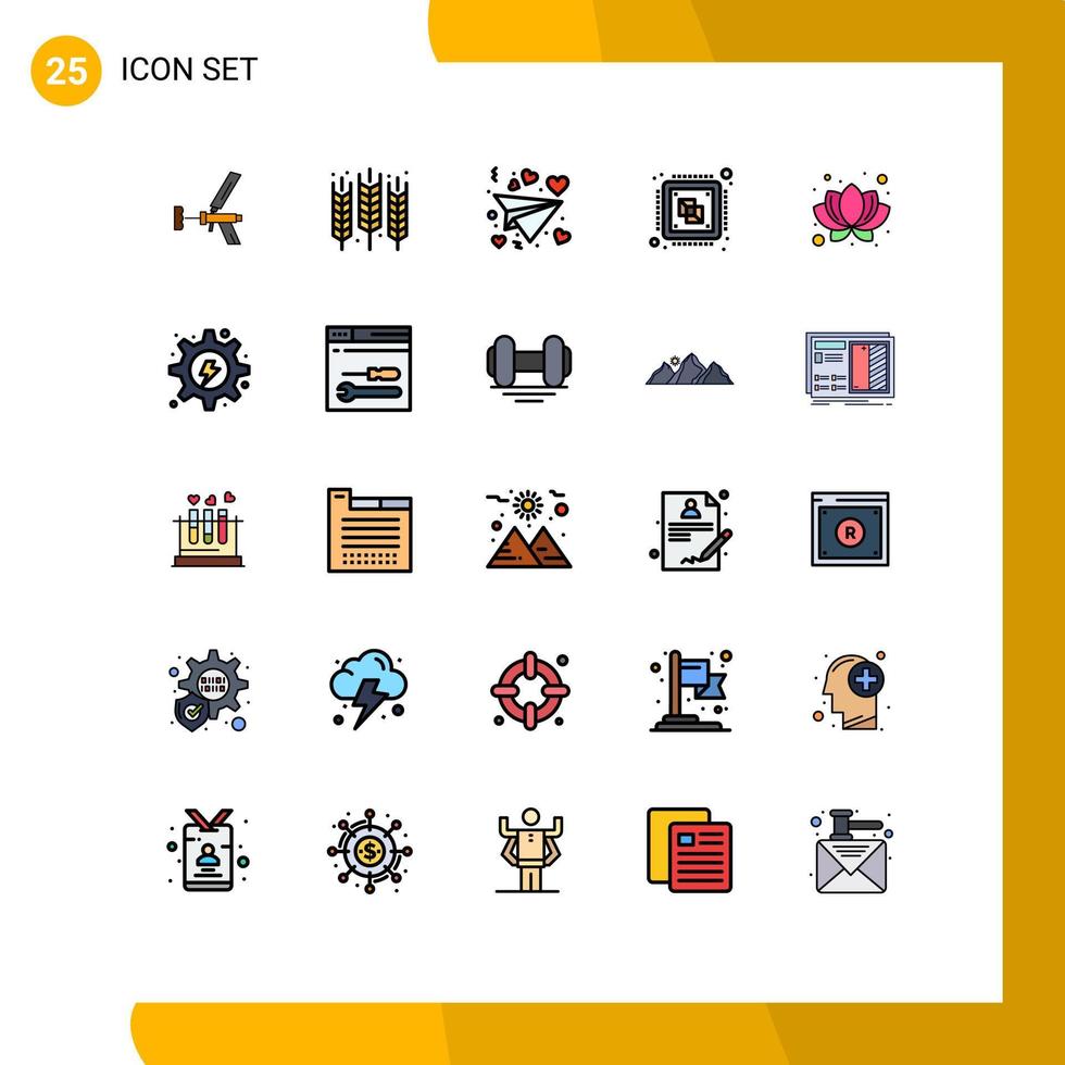 Set of 25 Modern UI Icons Symbols Signs for computer central crop valentine letter Editable Vector Design Elements