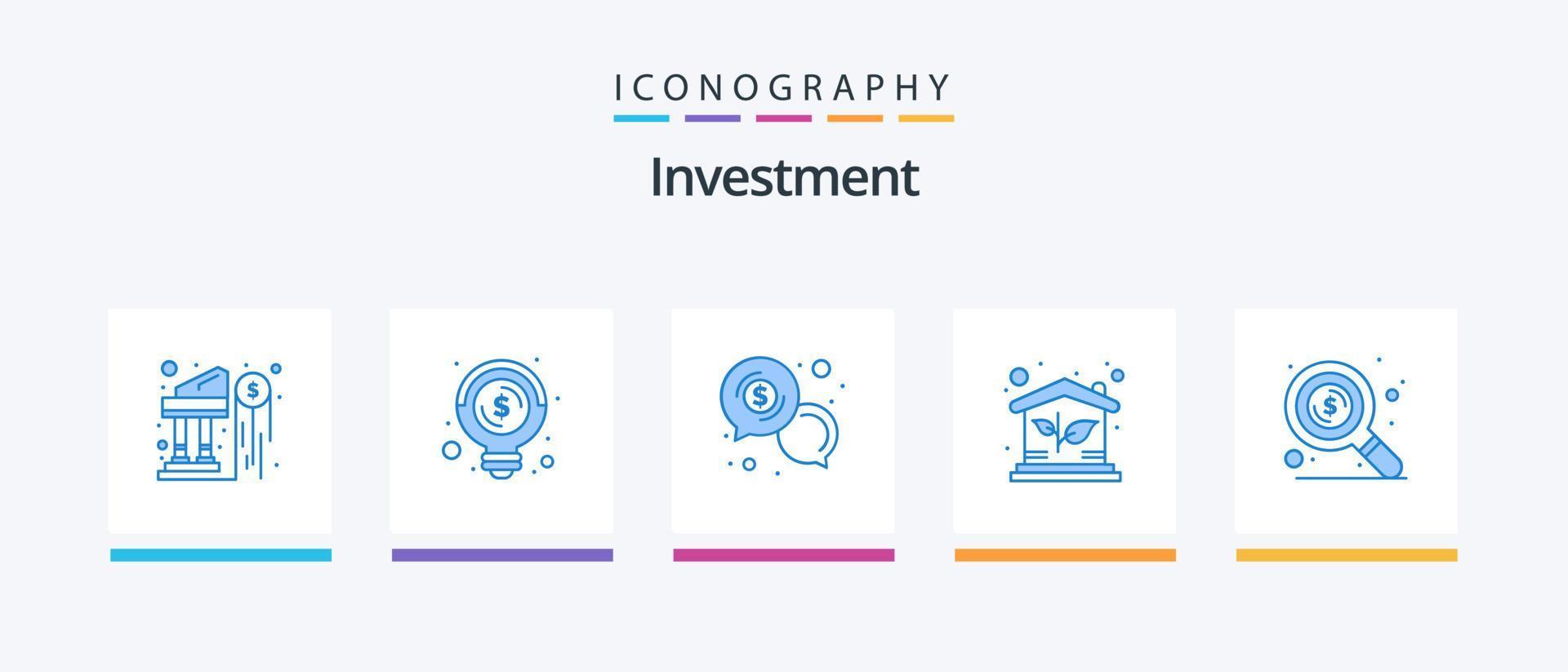 Investment Blue 5 Icon Pack Including property. house. business. eco. dollar. Creative Icons Design vector