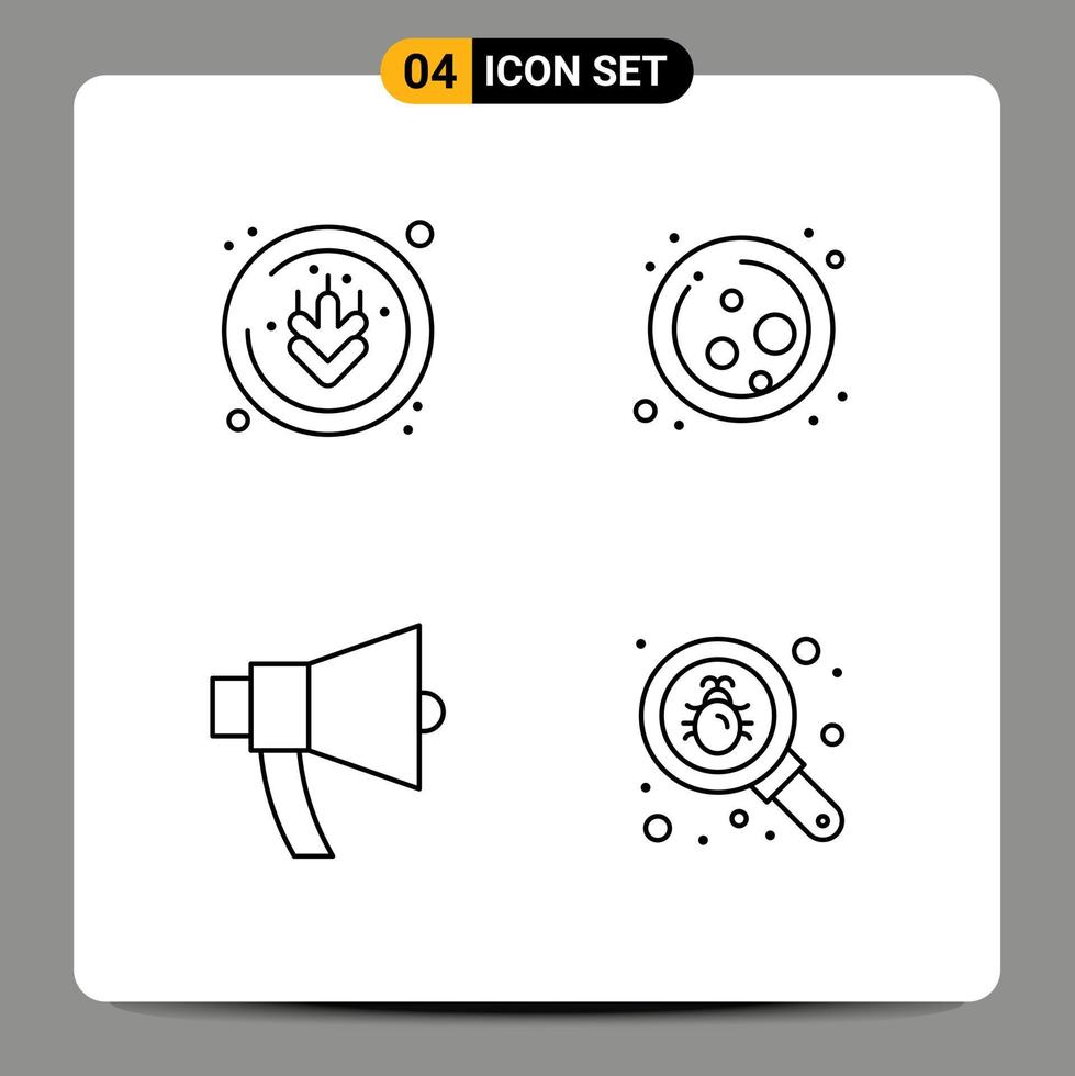 Set of 4 Modern UI Icons Symbols Signs for allergens loud cell grow speaker Editable Vector Design Elements