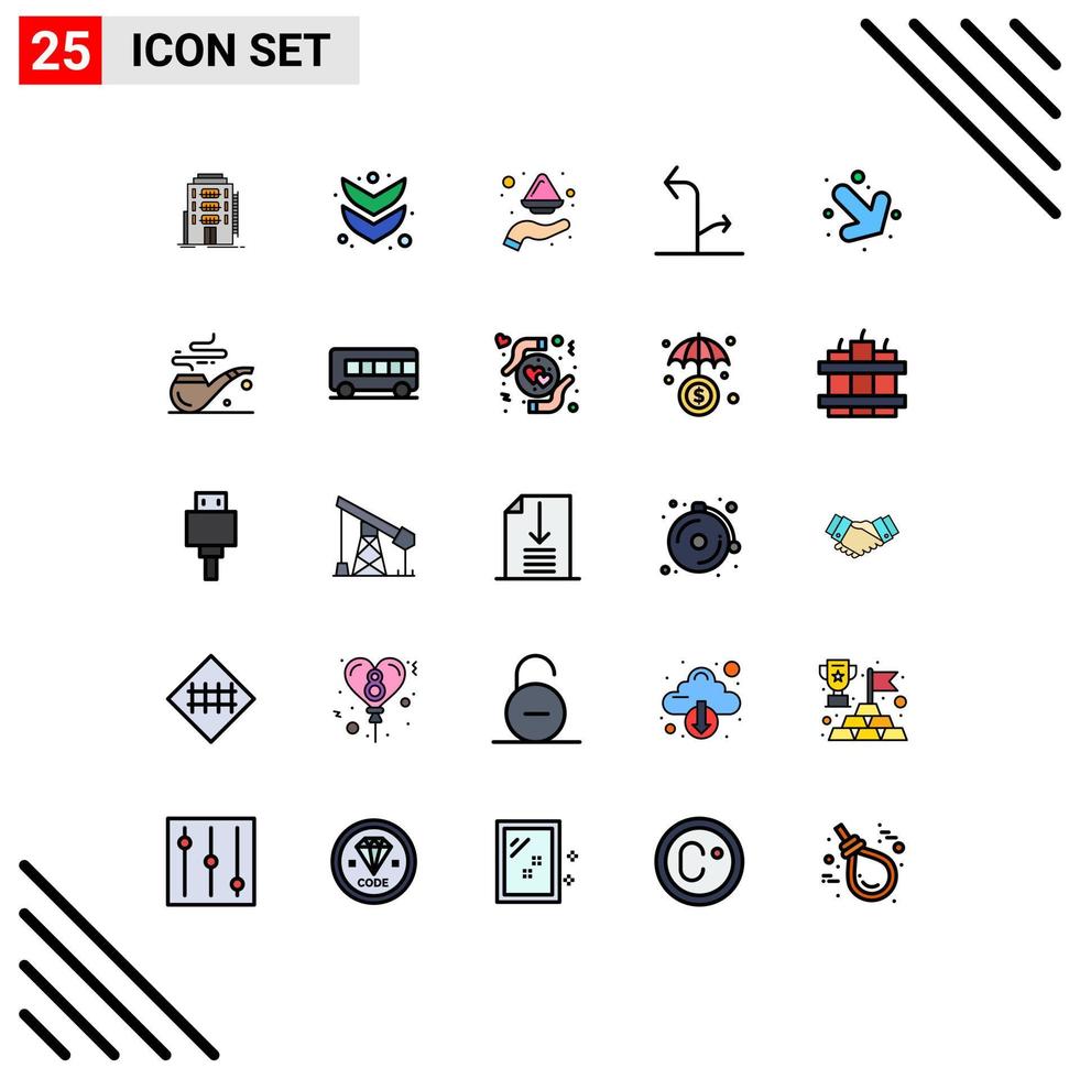 Group of 25 Modern Filled line Flat Colors Set for arrow signs hand directional powder Editable Vector Design Elements