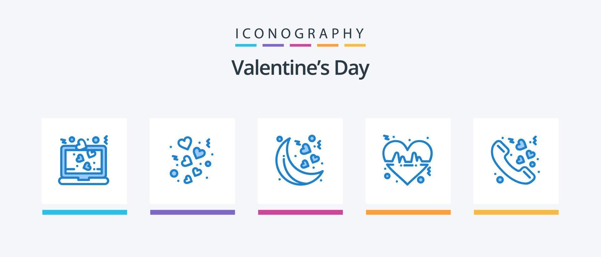 Valentines Day Blue 5 Icon Pack Including love. love. wedding. line. beat. Creative Icons Design vector
