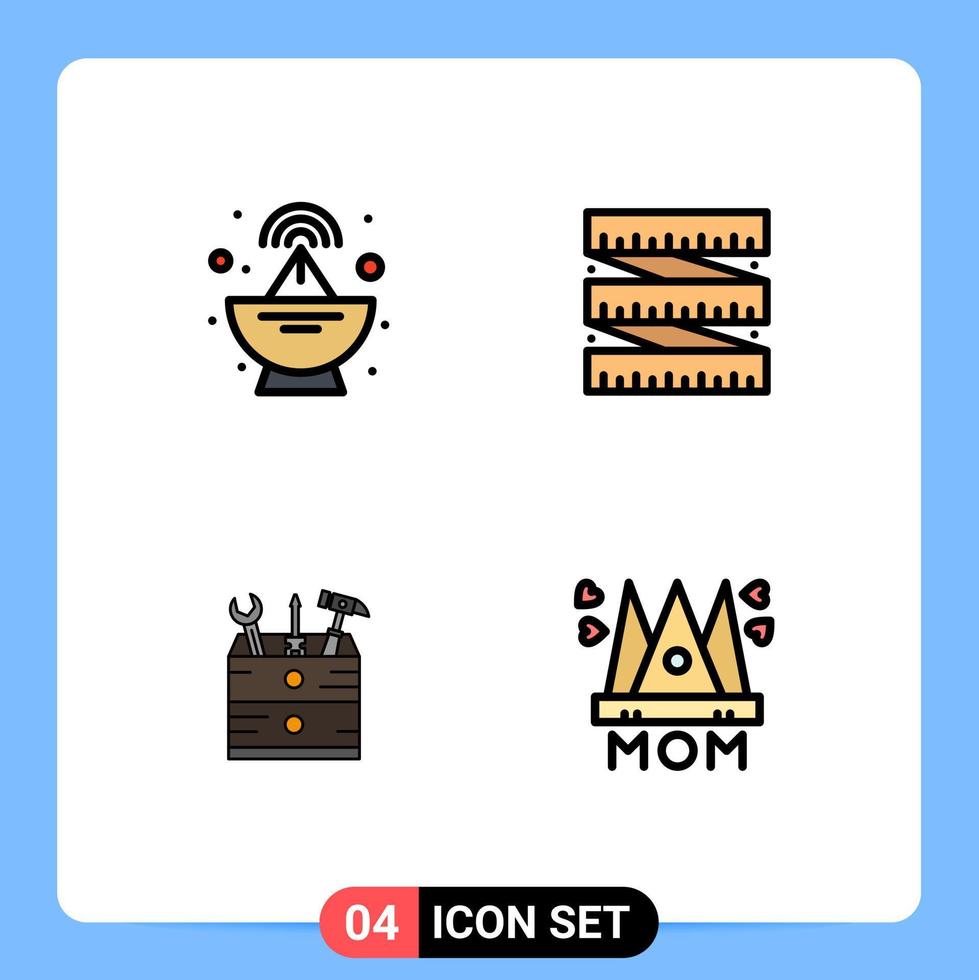 4 Creative Icons Modern Signs and Symbols of antenna tools diet tool love Editable Vector Design Elements