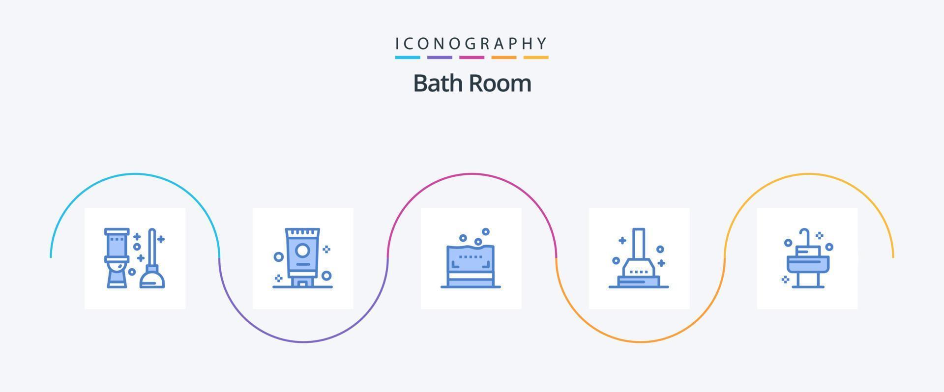 Paquete de 5 íconos azules de la sala de baño que incluye. habitación. baño. baño. baño vector