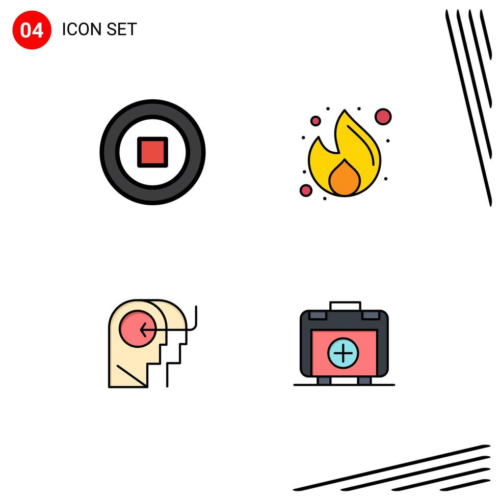 Universal Icon Symbols Group of 4 Modern Filledline Flat Colors of basic teaching business money mind Editable Vector Design Elements