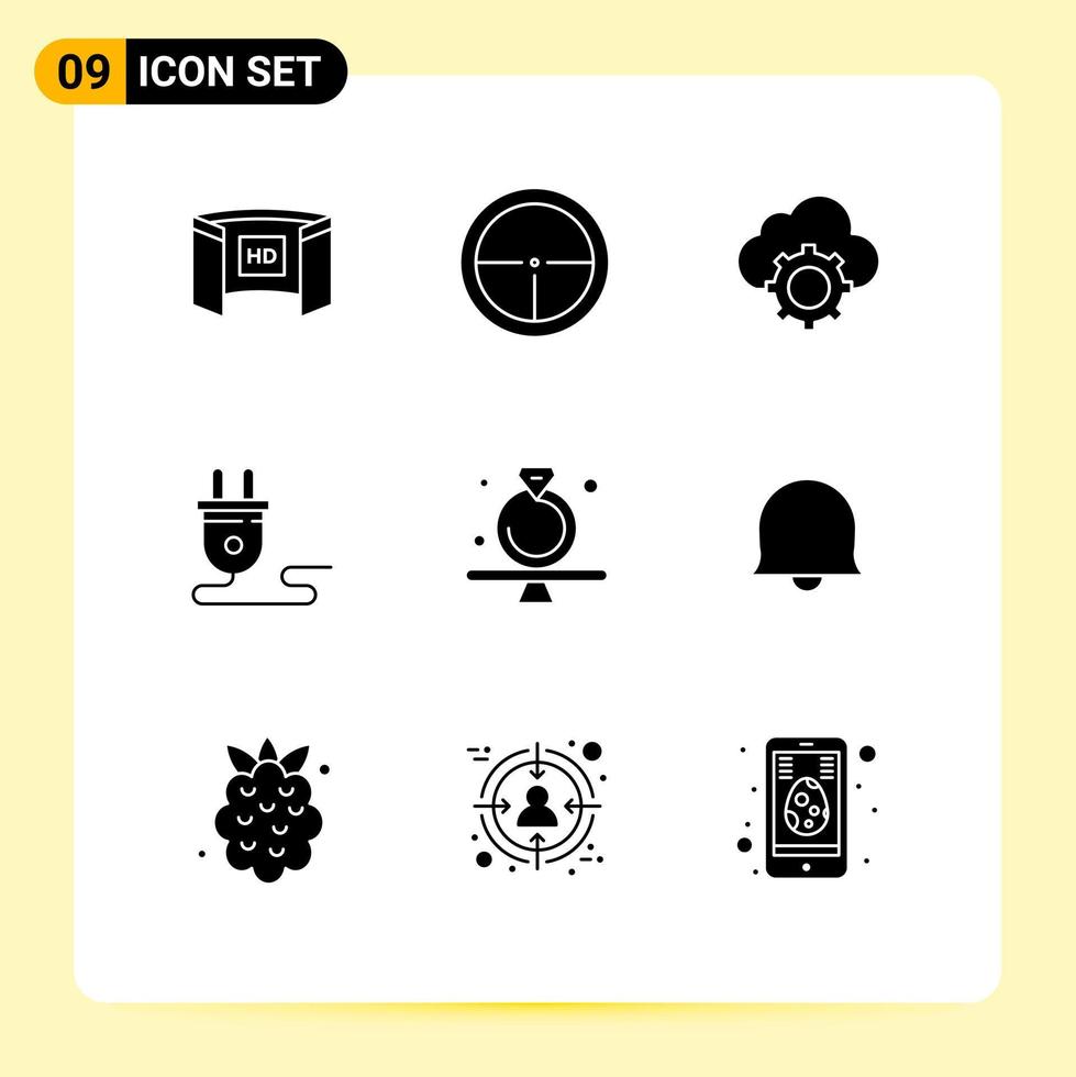 Set of 9 Modern UI Icons Symbols Signs for plug electrical soldier settings computing Editable Vector Design Elements