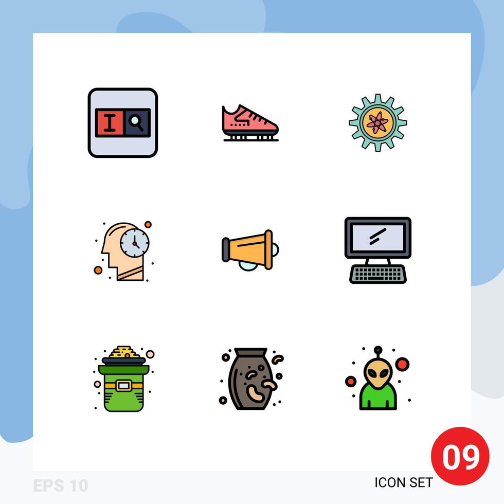 9 Creative Icons Modern Signs and Symbols of marketing megaphone experiment time human Editable Vector Design Elements