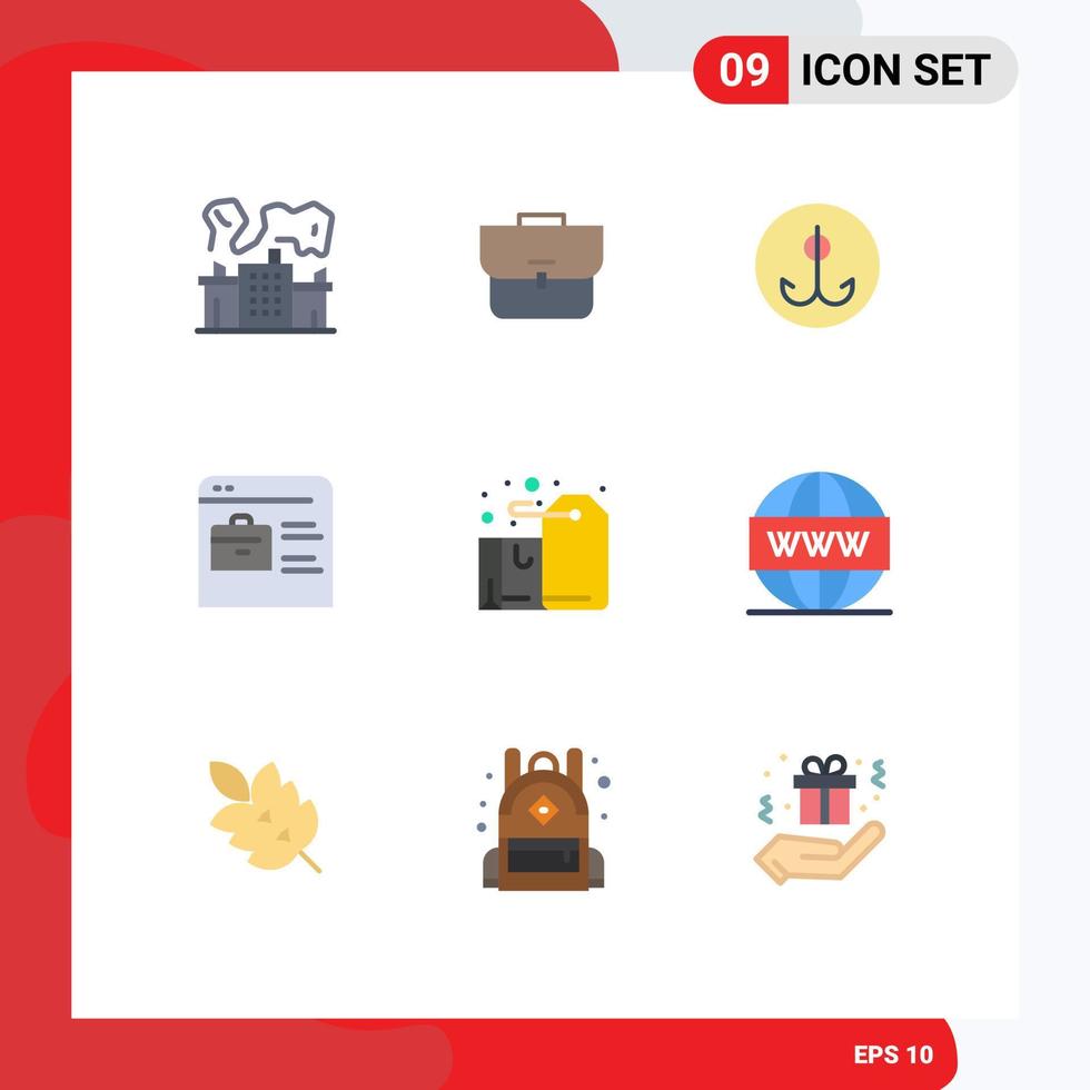 9 Creative Icons Modern Signs and Symbols of box online portfolio decoy job website bag Editable Vector Design Elements