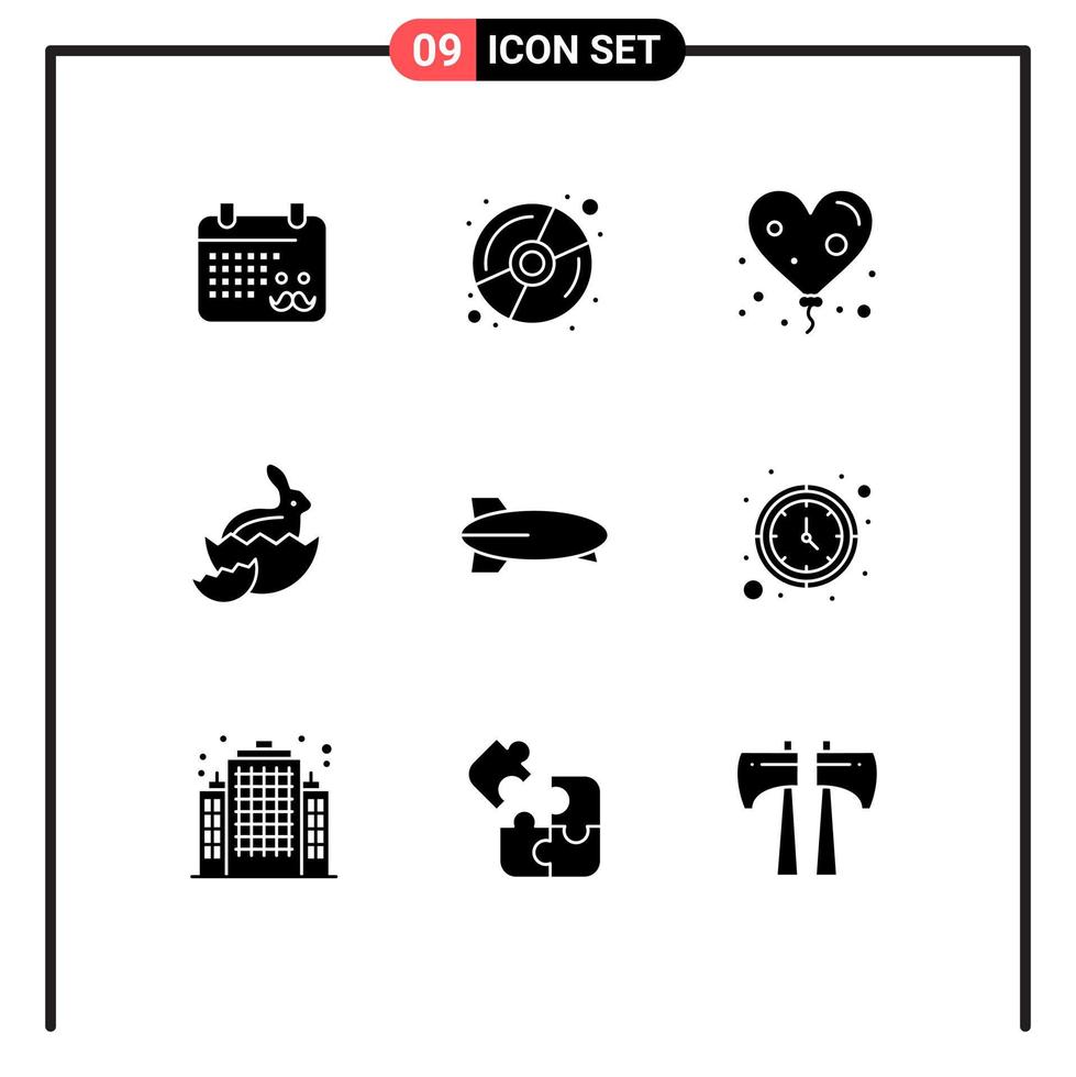 paquete de iconos vectoriales de stock de 9 signos y símbolos de línea para vehículos avión corazón globo bebé elementos de diseño vectorial editables vector