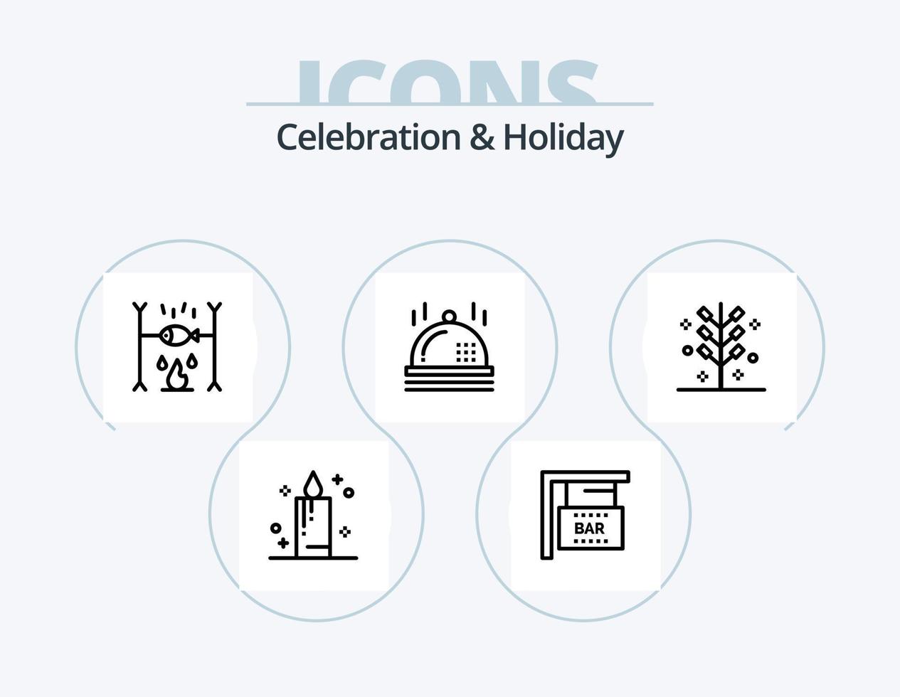 Celebration and Holiday Line Icon Pack 5 Icon Design. hat. celebration. firework. piano. holiday vector