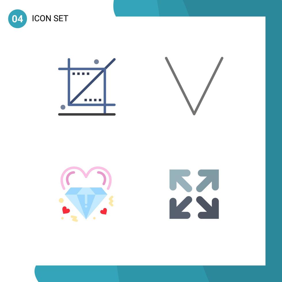 Universal Icon Symbols Group of 4 Modern Flat Icons of crop heart tool bottom marriage Editable Vector Design Elements