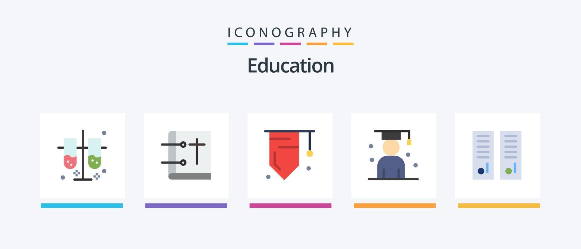 Education Flat 5 Icon Pack Including student. graduation. pray. graduate. success. Creative Icons Design vector