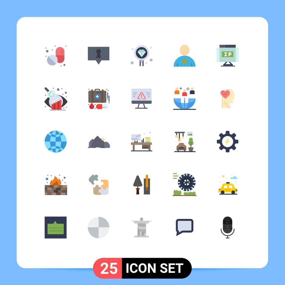 Set of 25 Modern UI Icons Symbols Signs for pointer ip development internet complete Editable Vector Design Elements