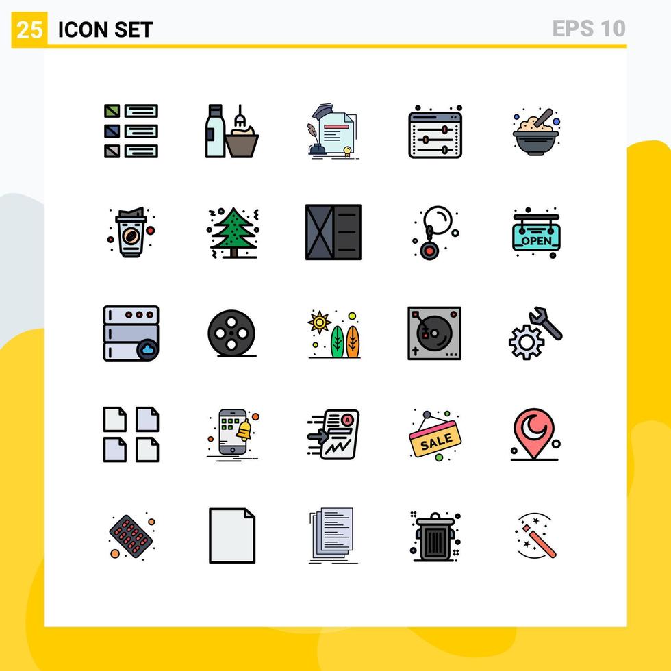 25 User Interface Filled line Flat Color Pack of modern Signs and Symbols of web preferences equalizer makeup agreement education Editable Vector Design Elements