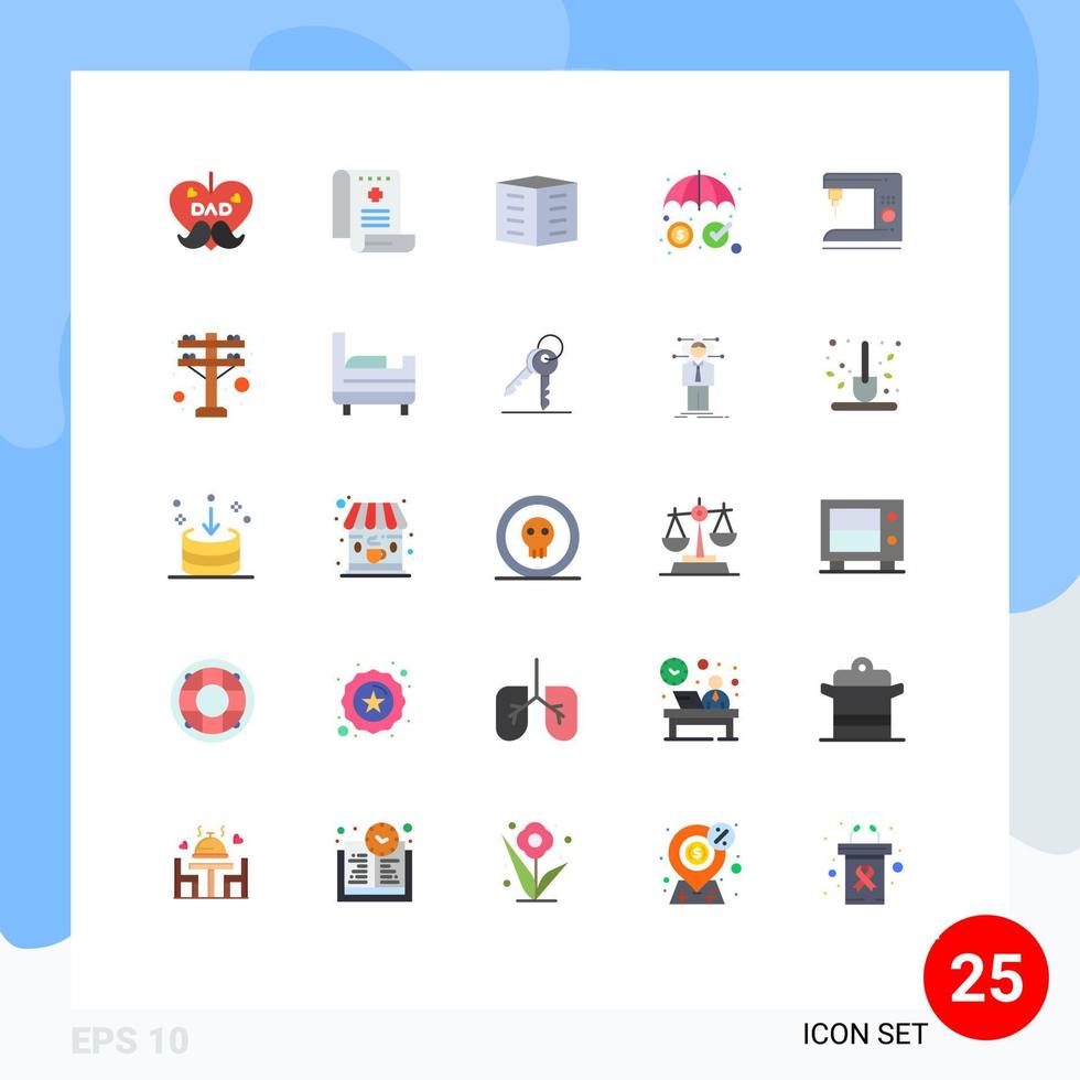 Group of 25 Modern Flat Colors Set for protection money report insurance housing society Editable Vector Design Elements