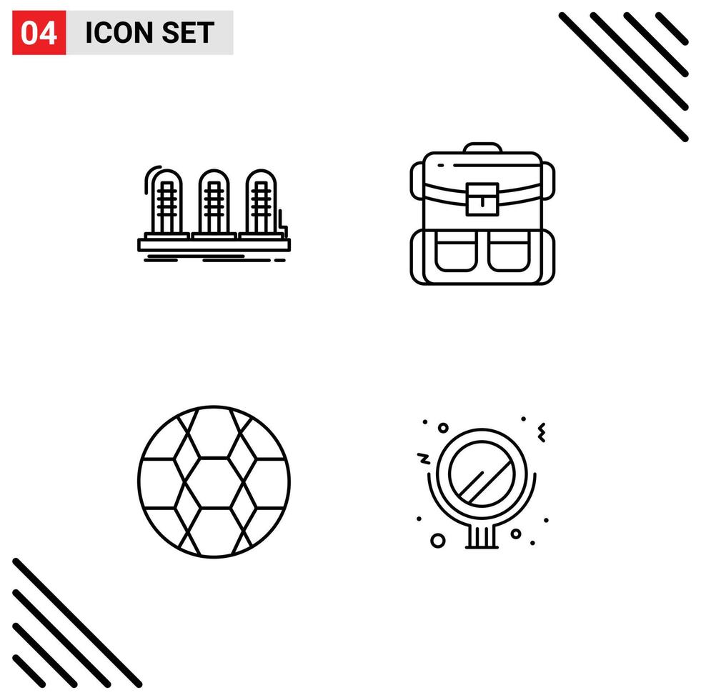 Set of 4 Vector Filledline Flat Colors on Grid for amplifier hiking sound backpack football Editable Vector Design Elements