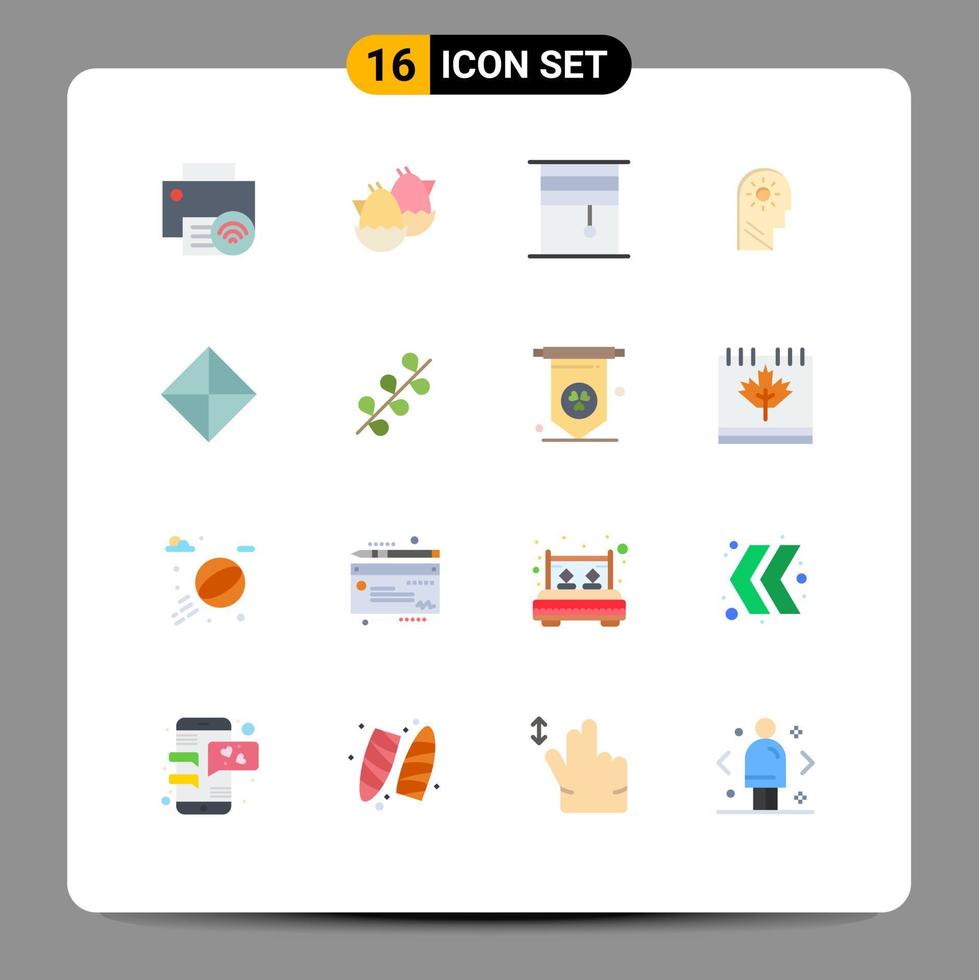 Universal Icon Symbols Group of 16 Modern Flat Colors of setting control nature brain rollers Editable Pack of Creative Vector Design Elements