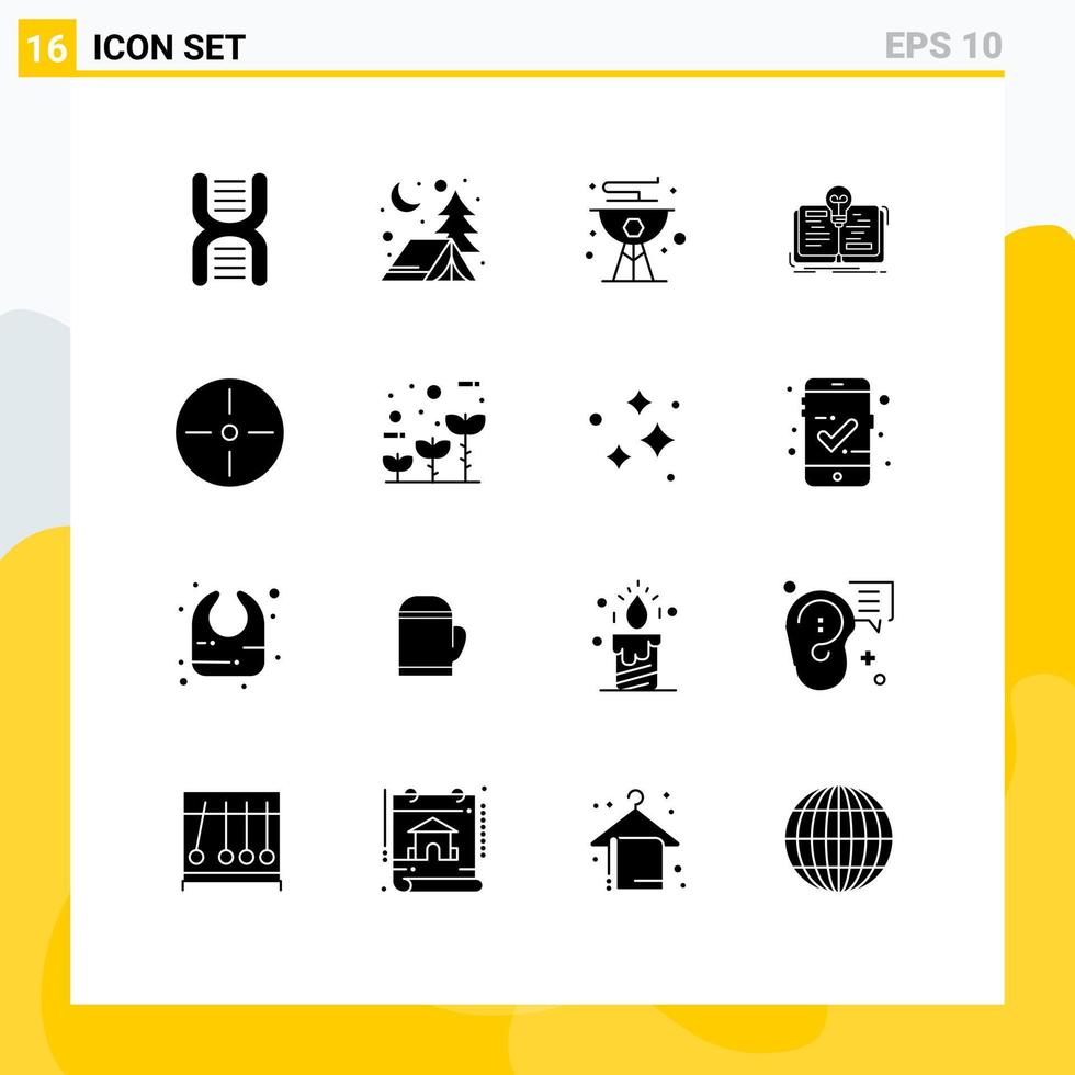 Pictogram Set of 16 Simple Solid Glyphs of devices novel beach idea summer Editable Vector Design Elements