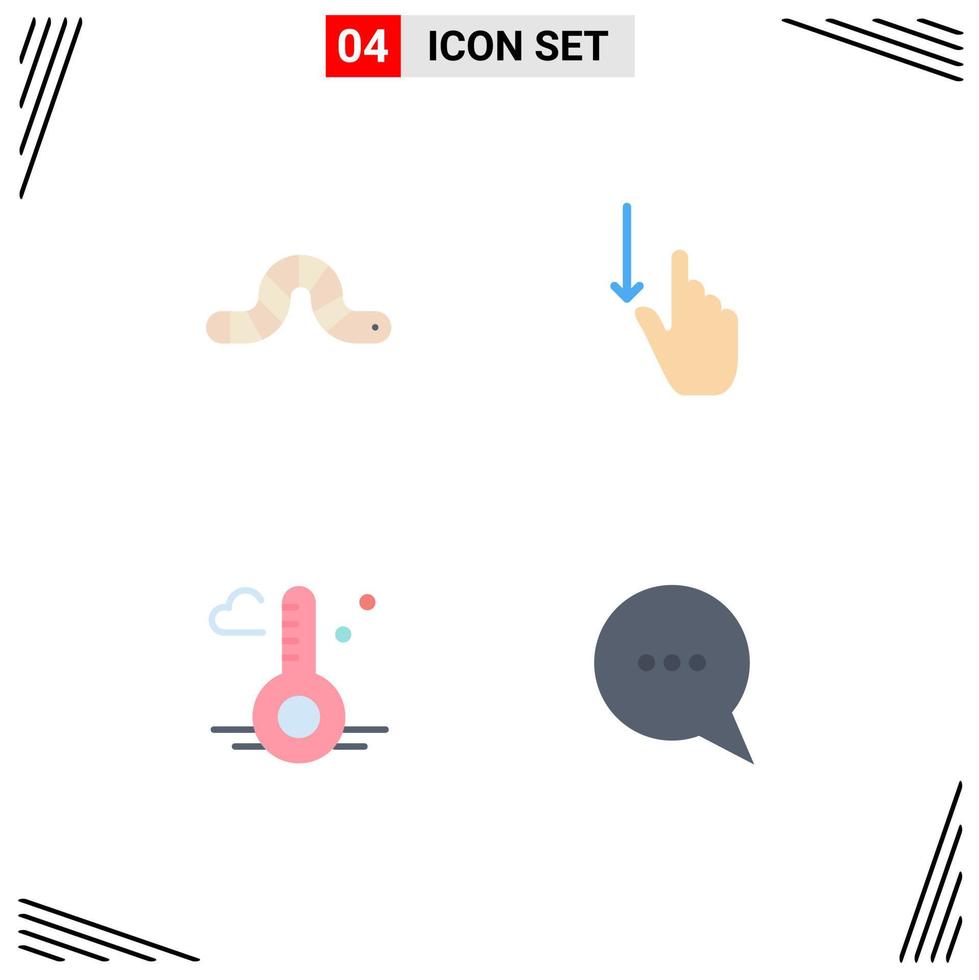 Universal Icon Symbols Group of 4 Modern Flat Icons of animal temperature pauropoda gesture weather Editable Vector Design Elements