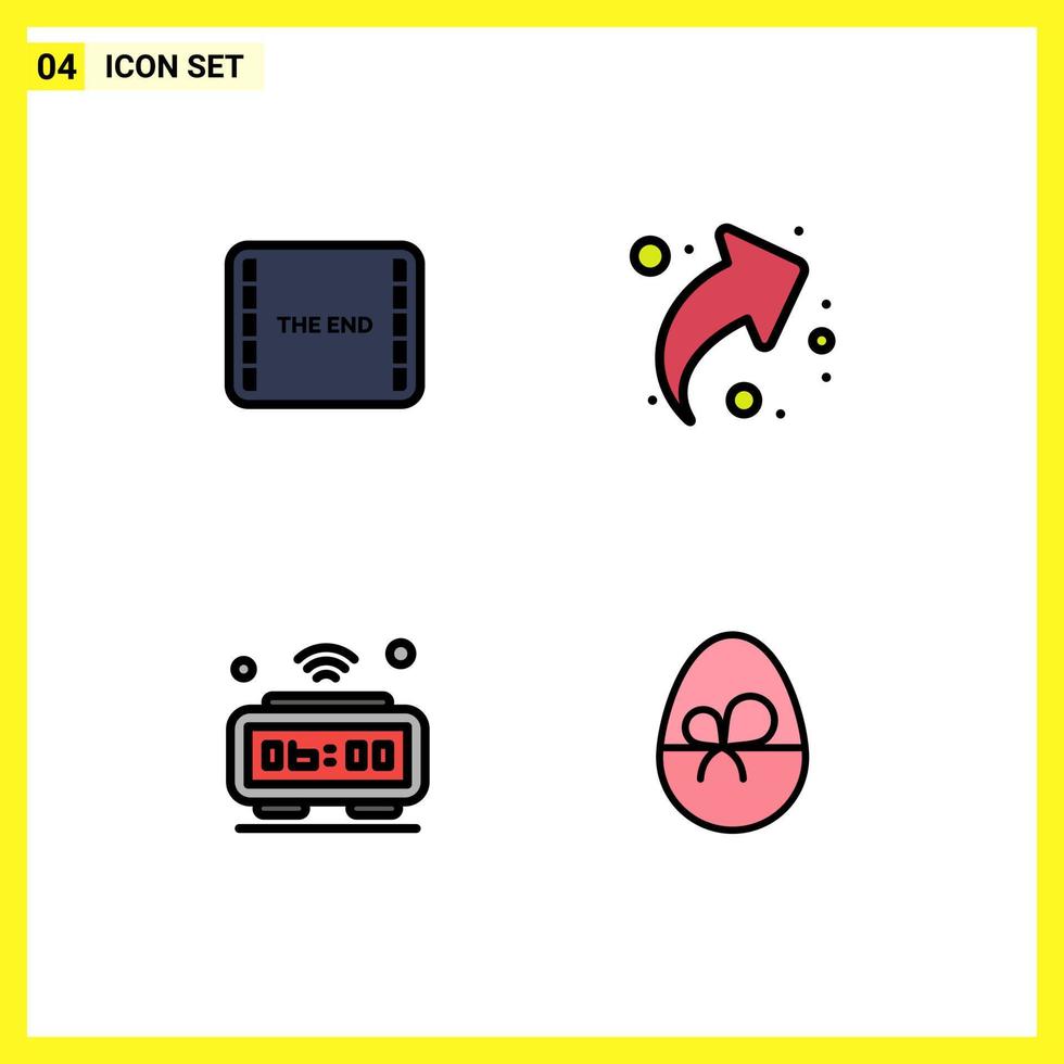 4 Thematic Vector Filledline Flat Colors and Editable Symbols of end clock scene up iot Editable Vector Design Elements