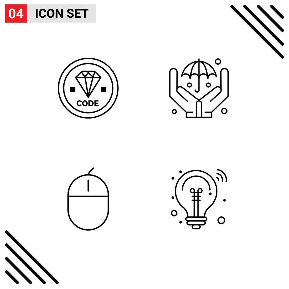4 Universal Line Signs Symbols of code devices development insurance hardware Editable Vector Design Elements