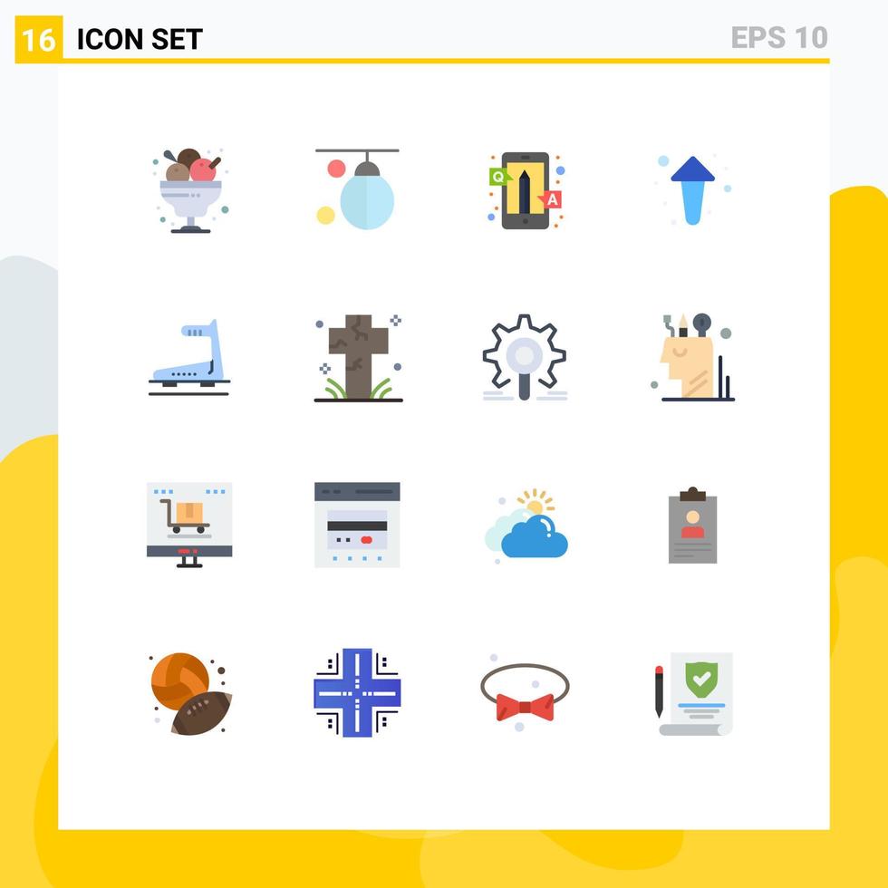Pack of 16 creative Flat Colors of up arrow punching questions online Editable Pack of Creative Vector Design Elements