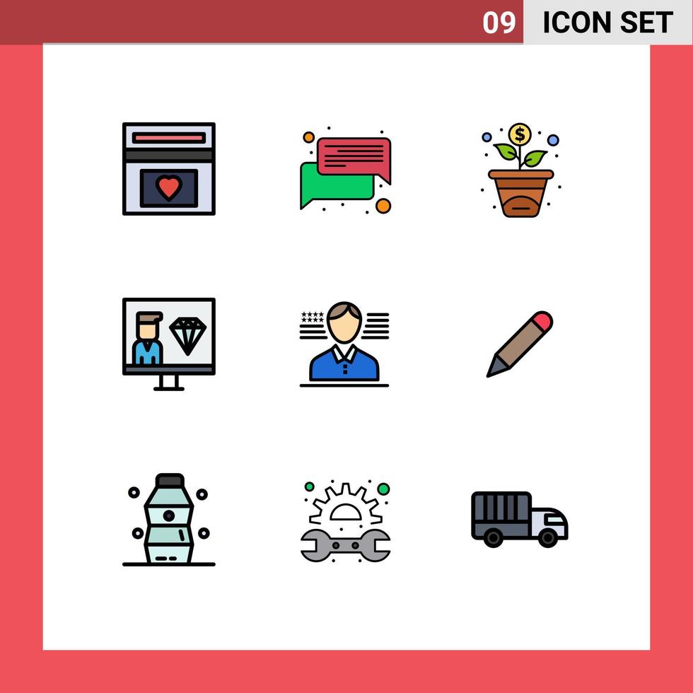 Set of 9 Modern UI Icons Symbols Signs for man programmer message development coding Editable Vector Design Elements