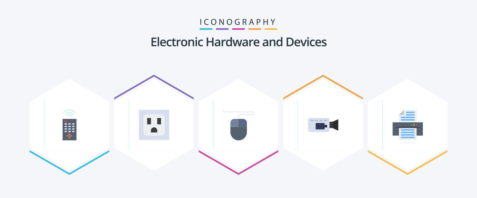 Devices 25 Flat icon pack including . camera. printer vector