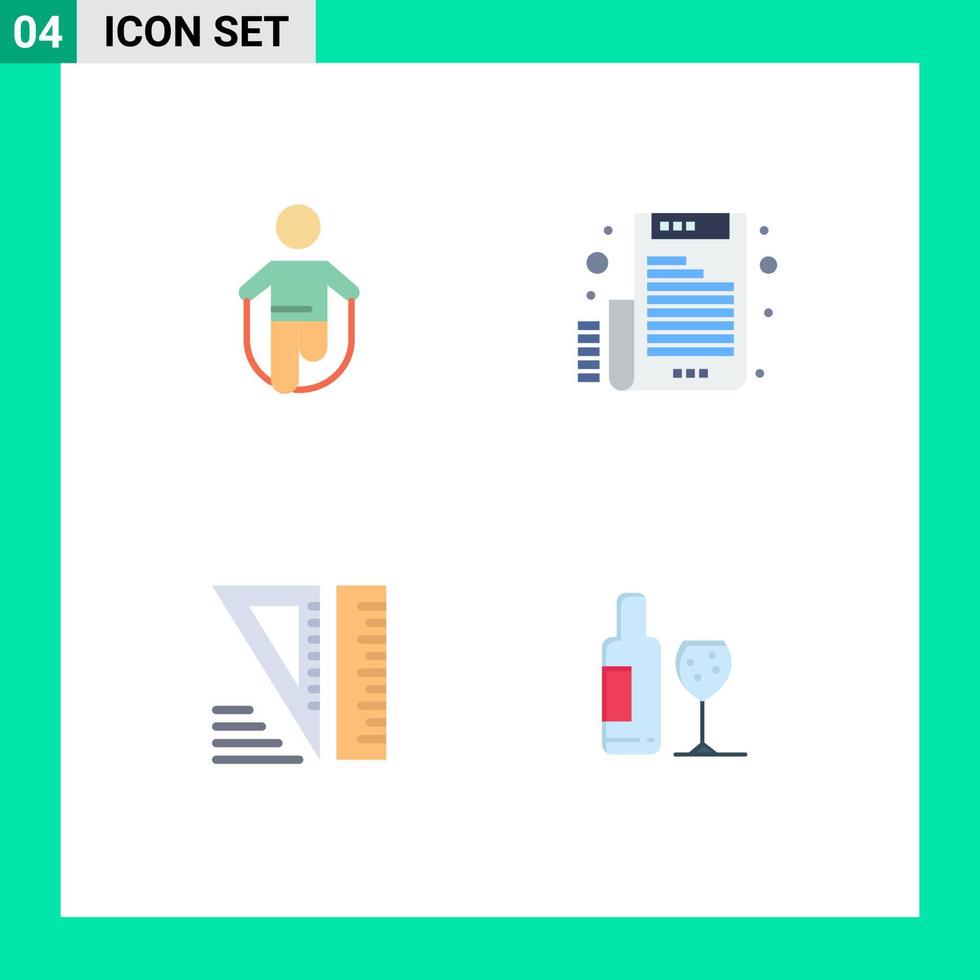 Mobile Interface Flat Icon Set of 4 Pictograms of activity education rope email tools Editable Vector Design Elements