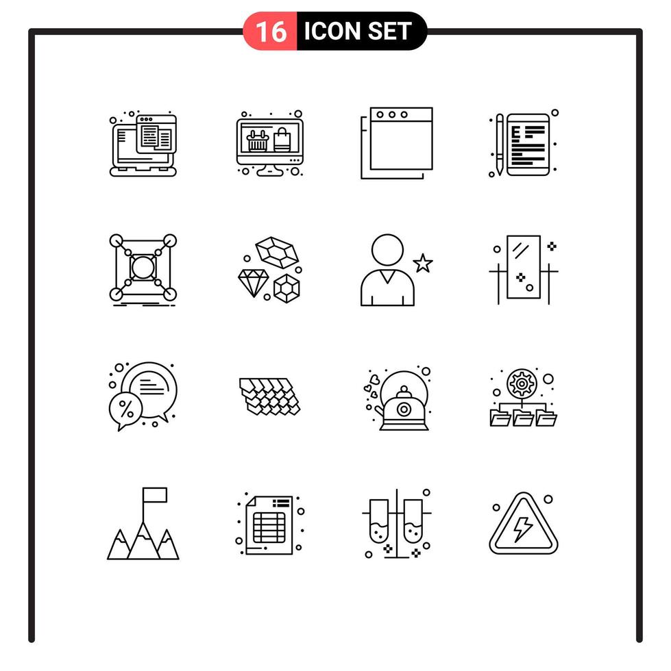 Universal Icon Symbols Group of 16 Modern Outlines of center school apps education e Editable Vector Design Elements