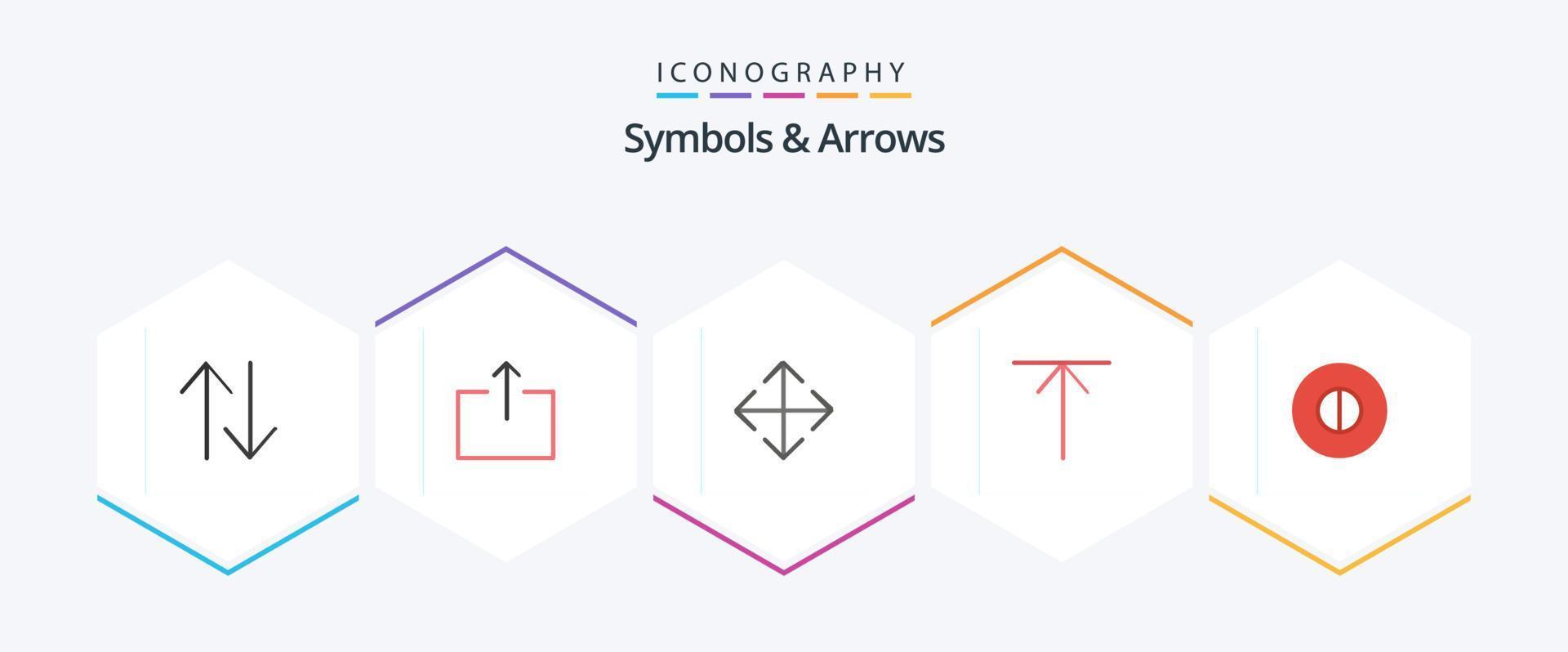 paquete de 25 iconos planos de símbolos y flechas que incluye . . transformar. simbolos antiguo vector