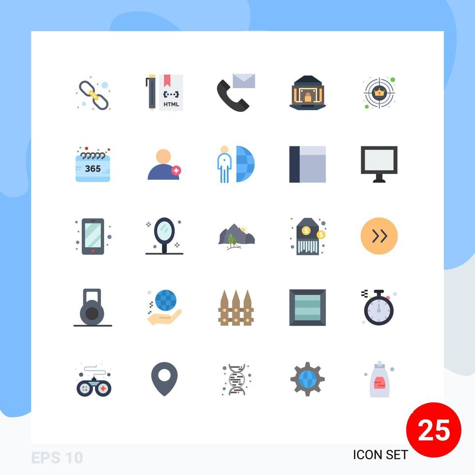 Editable Vector Line Pack of 25 Simple Flat Colors of lock banking html bank contacts Editable Vector Design Elements