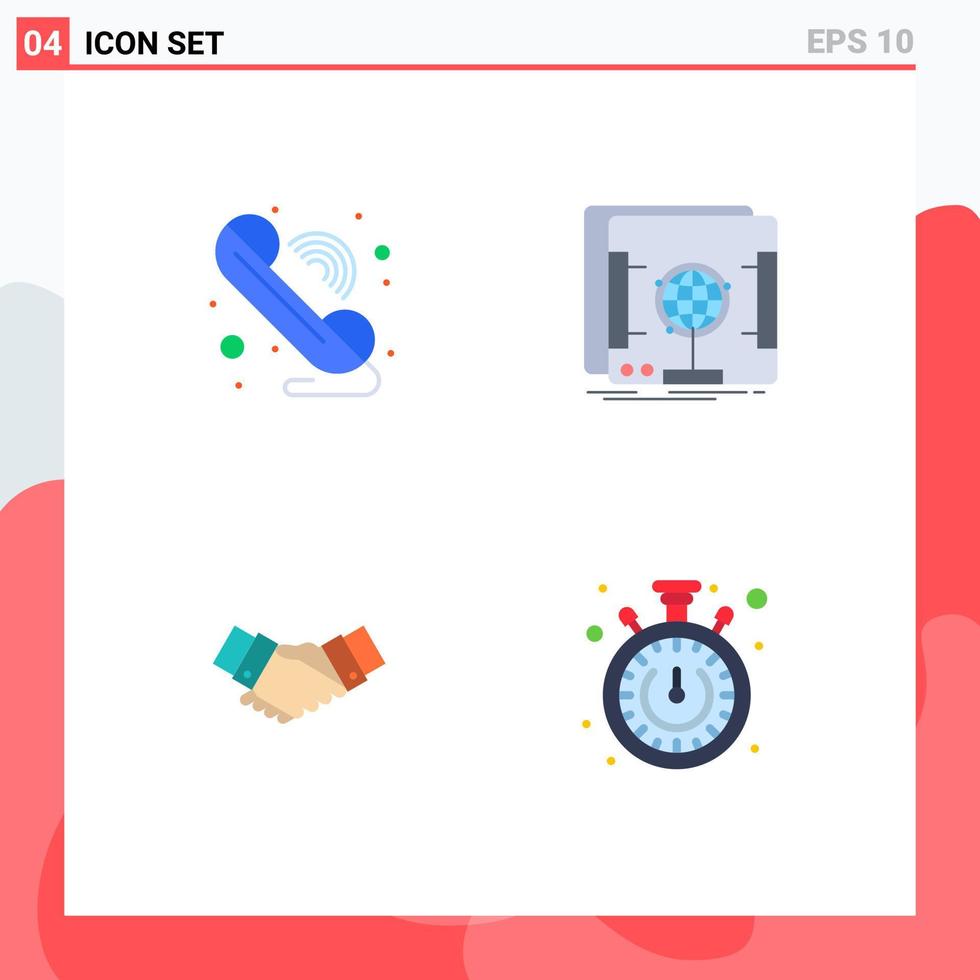 4 User Interface Flat Icon Pack of modern Signs and Symbols of call agreement wifi scan hands Editable Vector Design Elements