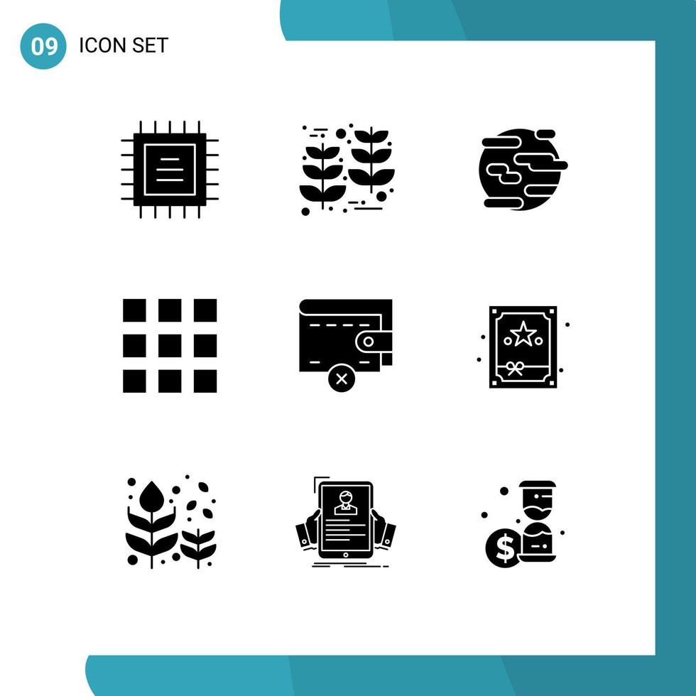 Pictogram Set of 9 Simple Solid Glyphs of gift money help delete grid Editable Vector Design Elements