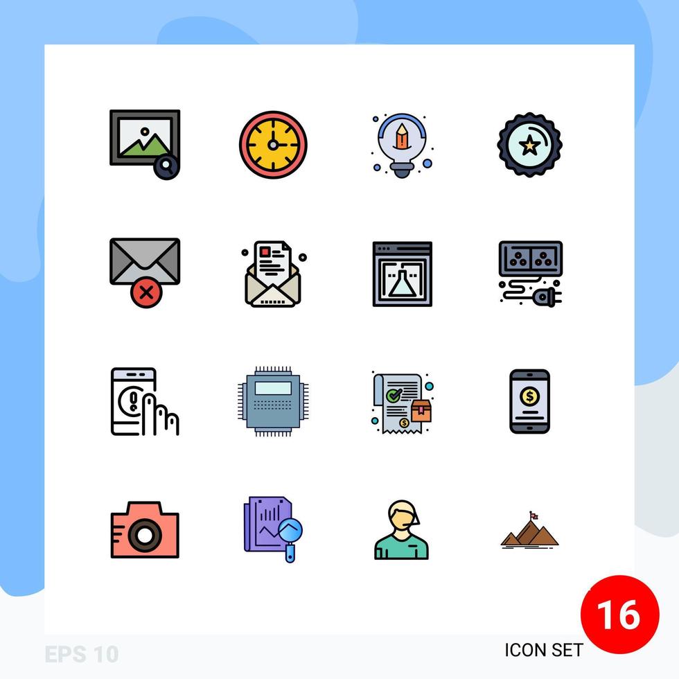 16 Universal Flat Color Filled Line Signs Symbols of email mail design delete ecommerce Editable Creative Vector Design Elements