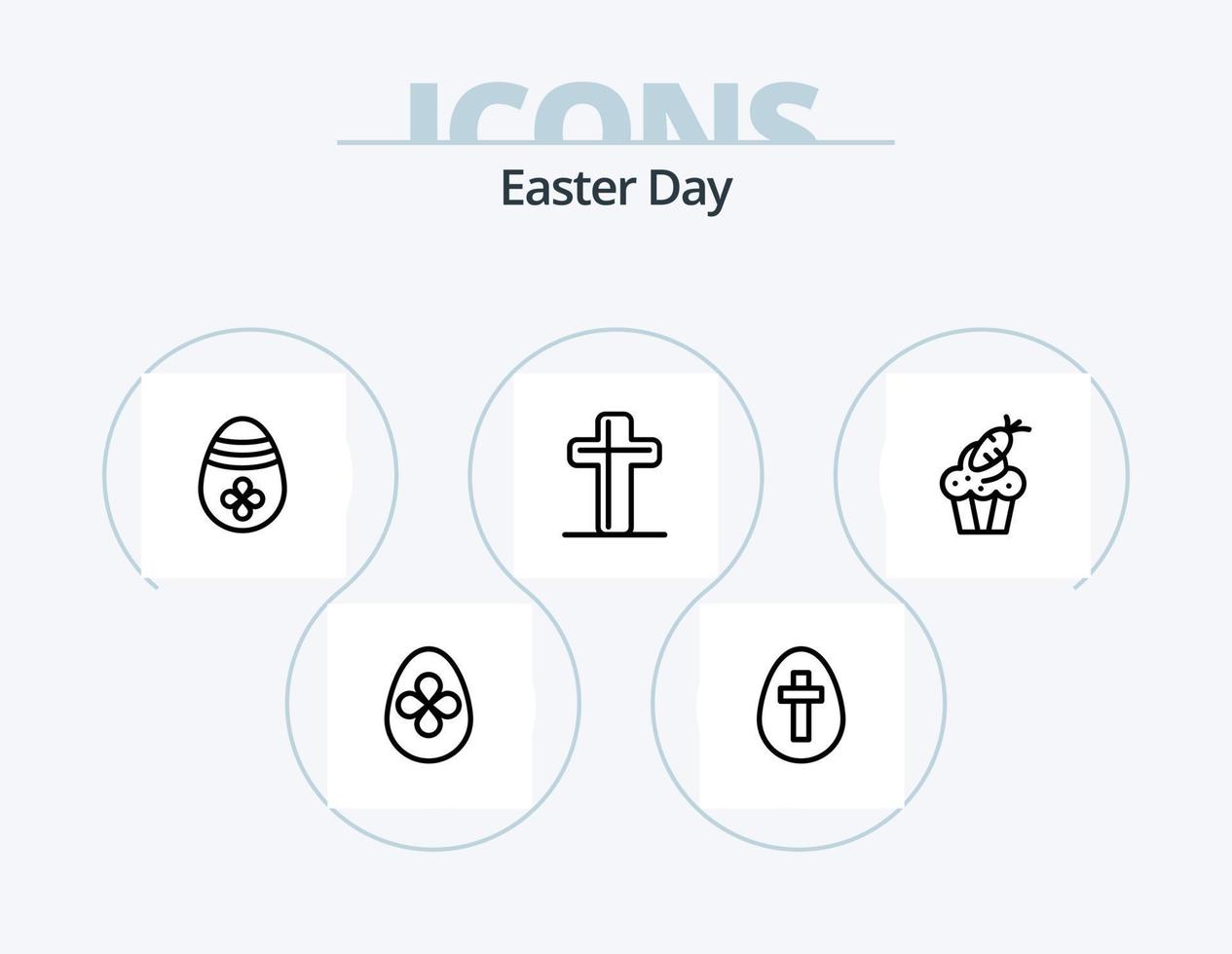 paquete de iconos de línea de Pascua 5 diseño de iconos. conejito. día. decoración. Pascua de Resurrección. calandrar vector