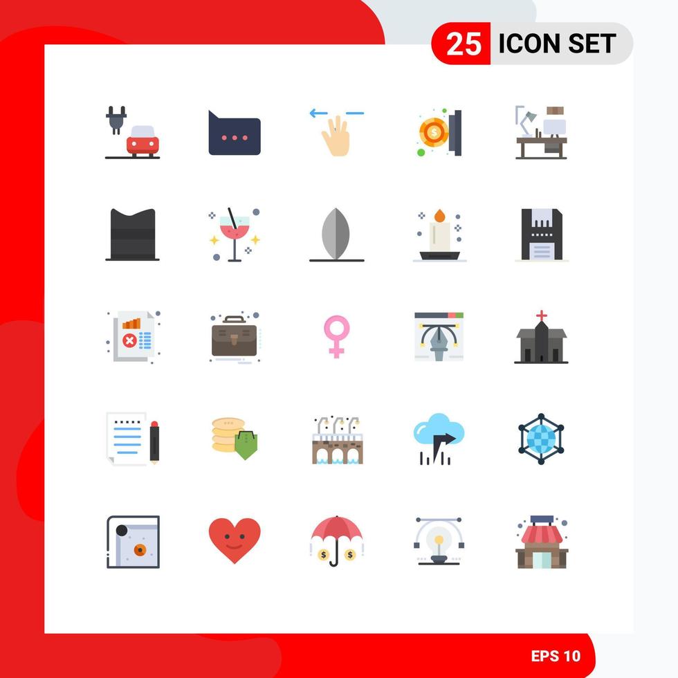 Modern Set of 25 Flat Colors Pictograph of computer designer mobile table payment Editable Vector Design Elements