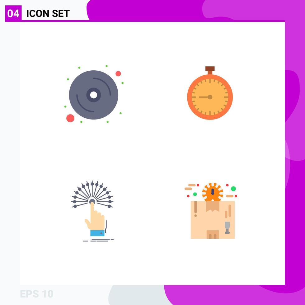 Stock Vector Icon Pack of 4 Line Signs and Symbols for computer timer hardware fast reach Editable Vector Design Elements