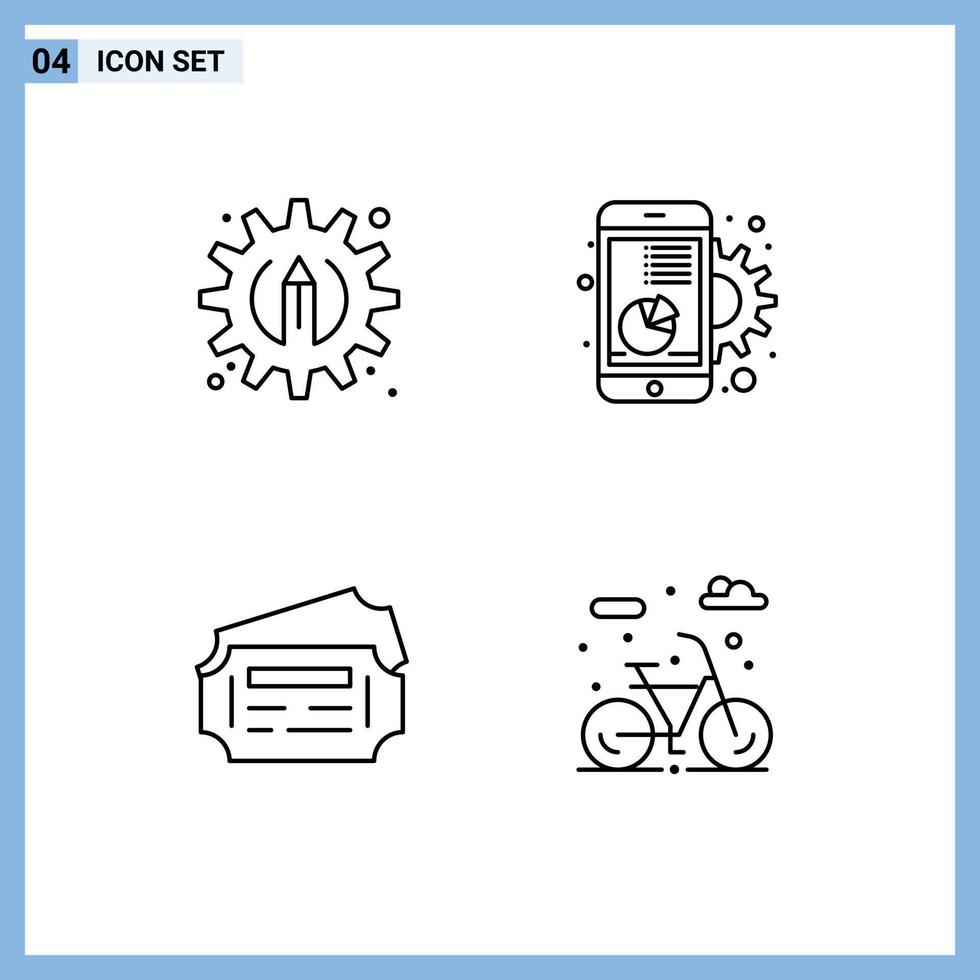 Modern Set of 4 Filledline Flat Colors and symbols such as creative ticket chart marketing city Editable Vector Design Elements