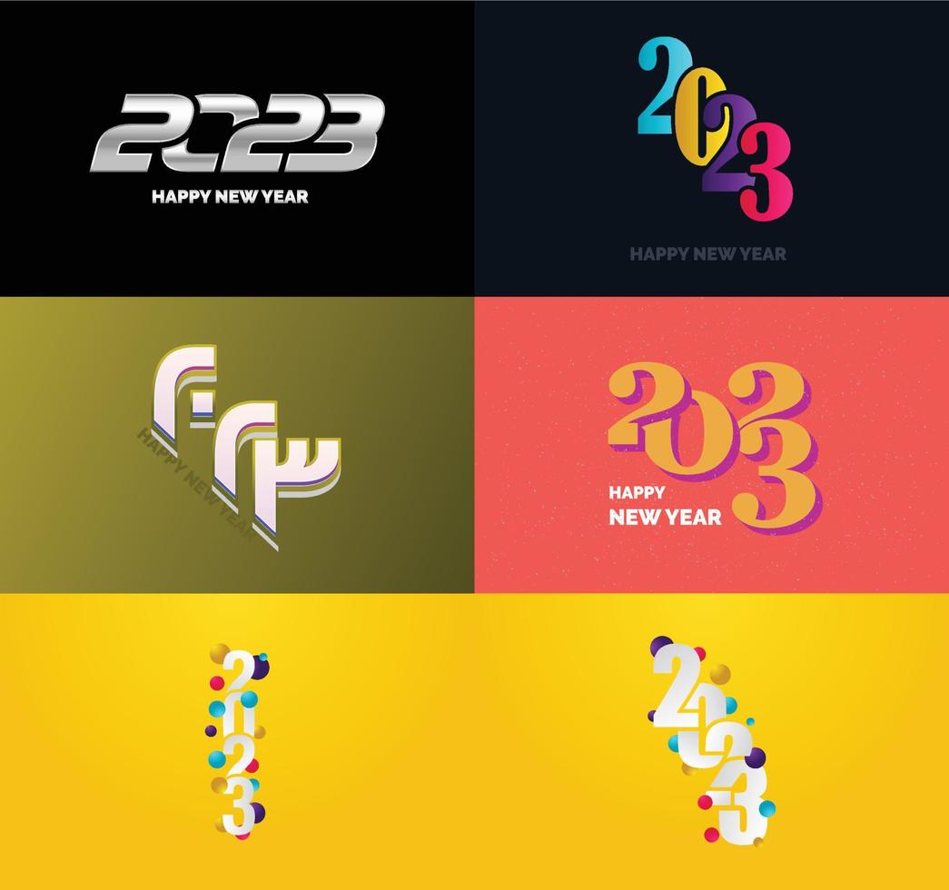 Big Set of 2023 Happy New Year logo text design 2023 number design template vector