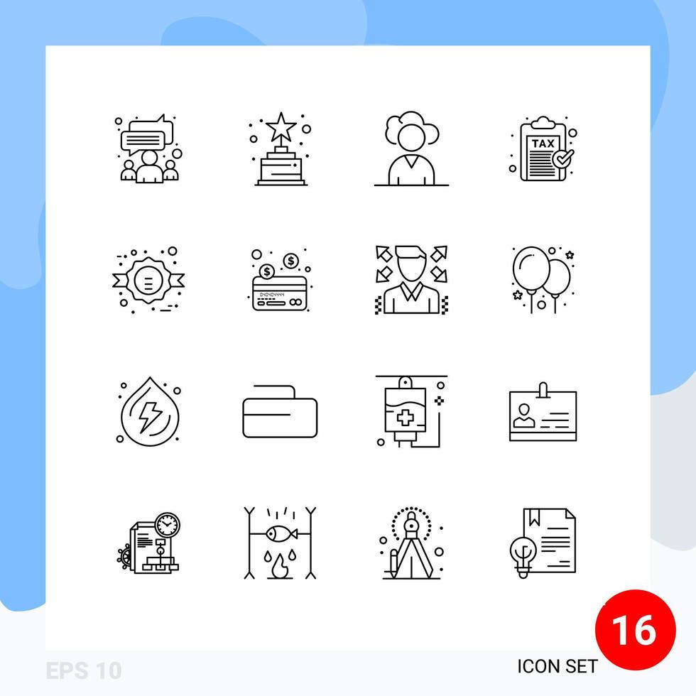 Modern Set of 16 Outlines Pictograph of discount black friday outsource revenue money Editable Vector Design Elements