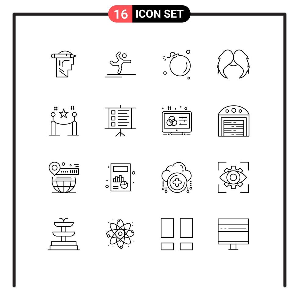 16 Universal Outline Signs Symbols of men movember bomb hipster science Editable Vector Design Elements
